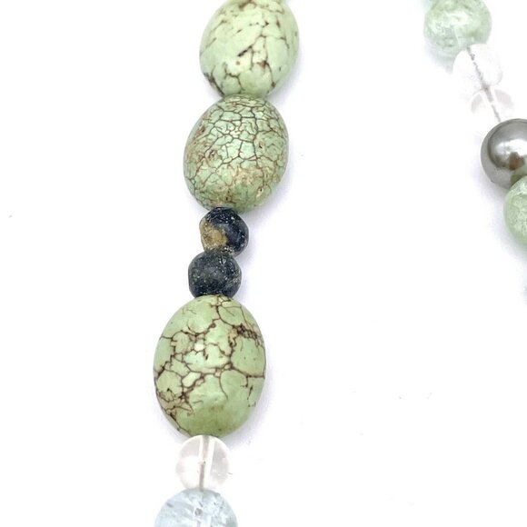 Multi Gemstone Ball Beaded Toggle Necklace 52 Inch - Picture 3 of 9